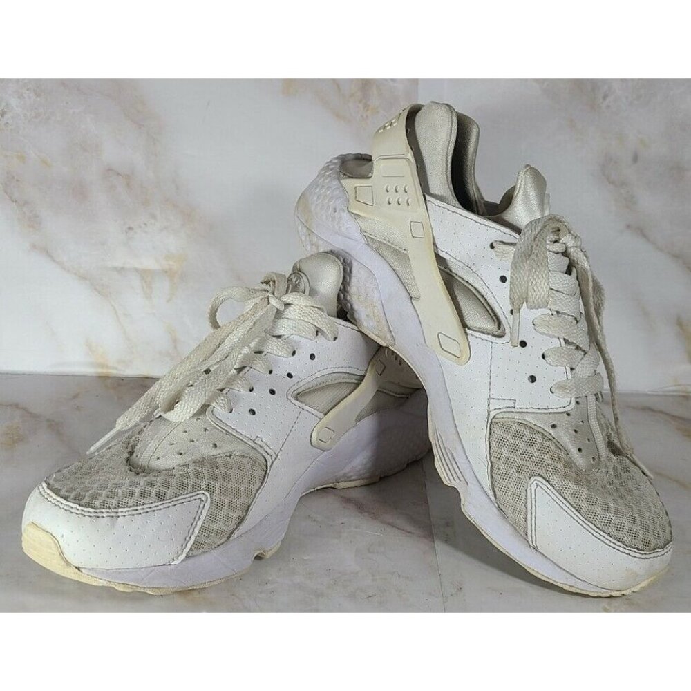 Nike Air Huarache Mens Triple White Platinumโ Running Shoes 318429-111 Size 8.5